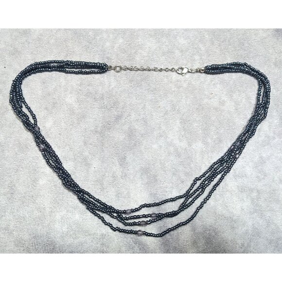 Simple Gothic Glass Beaded Multilayer Necklace With Subtle Metallic Finish - Picture 5 of 5